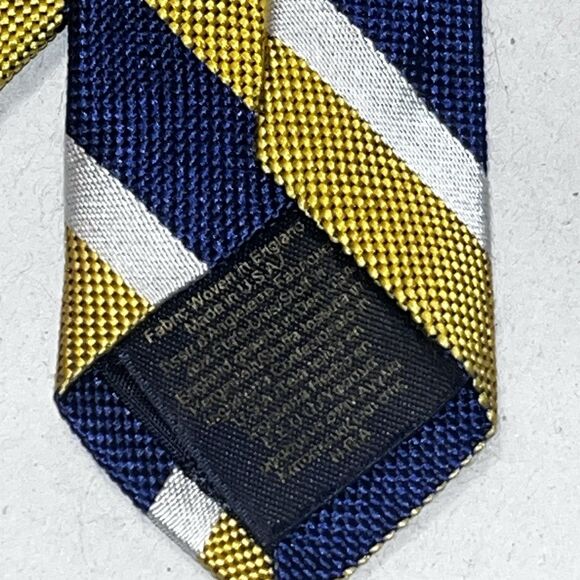 Brooks Brothers Blue Gold & White Stripe Men's Classic Tie EUC - Picture 5 of 7